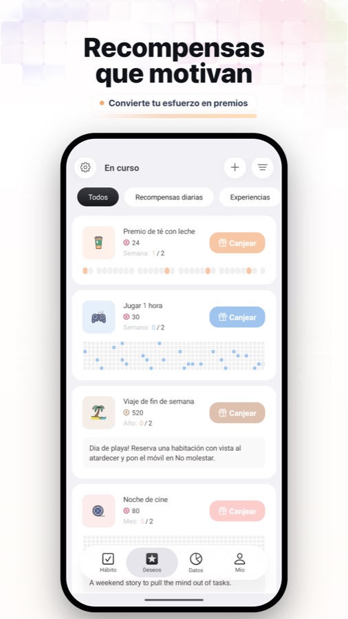 Fun Habit rewards and wish goals screenshot