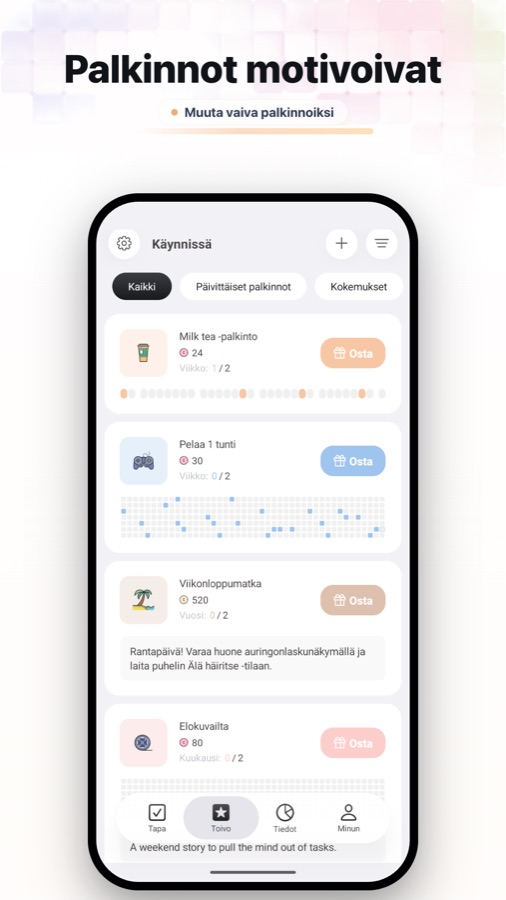 Fun Habit rewards and wish goals screenshot