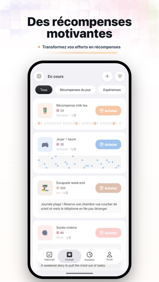 Fun Habit rewards and wish goals screenshot
