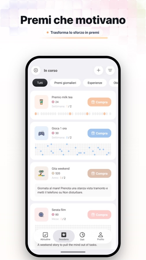 Fun Habit rewards and wish goals screenshot