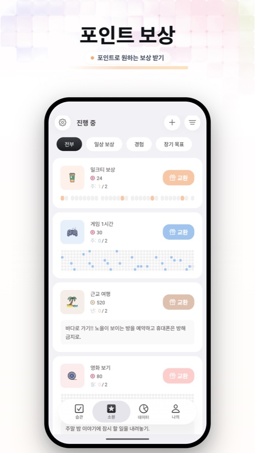 Fun Habit rewards and wish goals screenshot