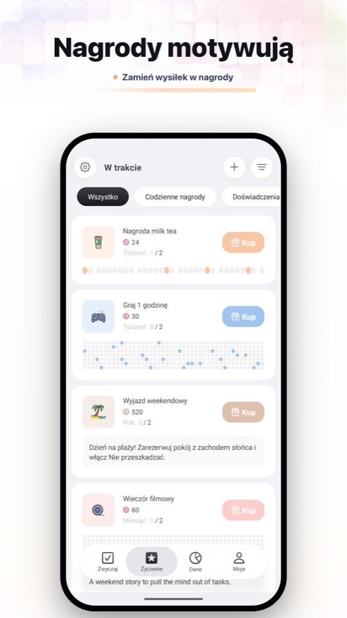 Fun Habit rewards and wish goals screenshot