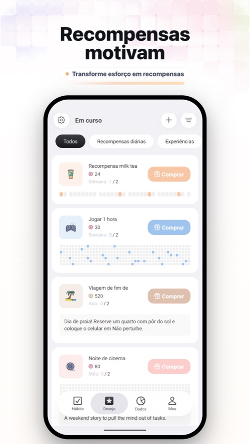Fun Habit rewards and wish goals screenshot