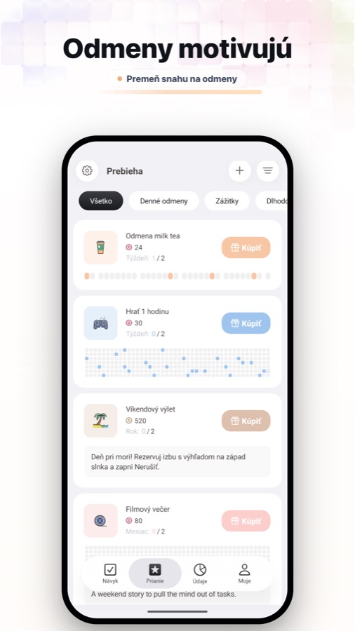 Fun Habit rewards and wish goals screenshot