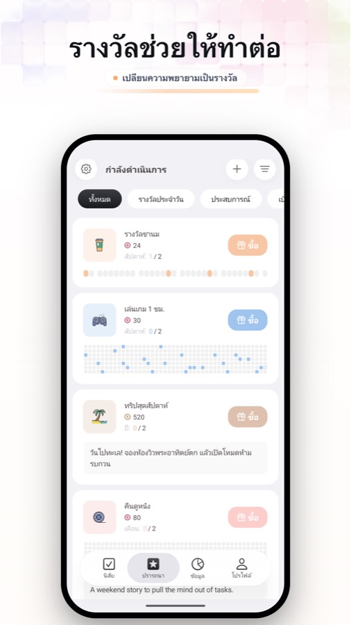 Fun Habit rewards and wish goals screenshot